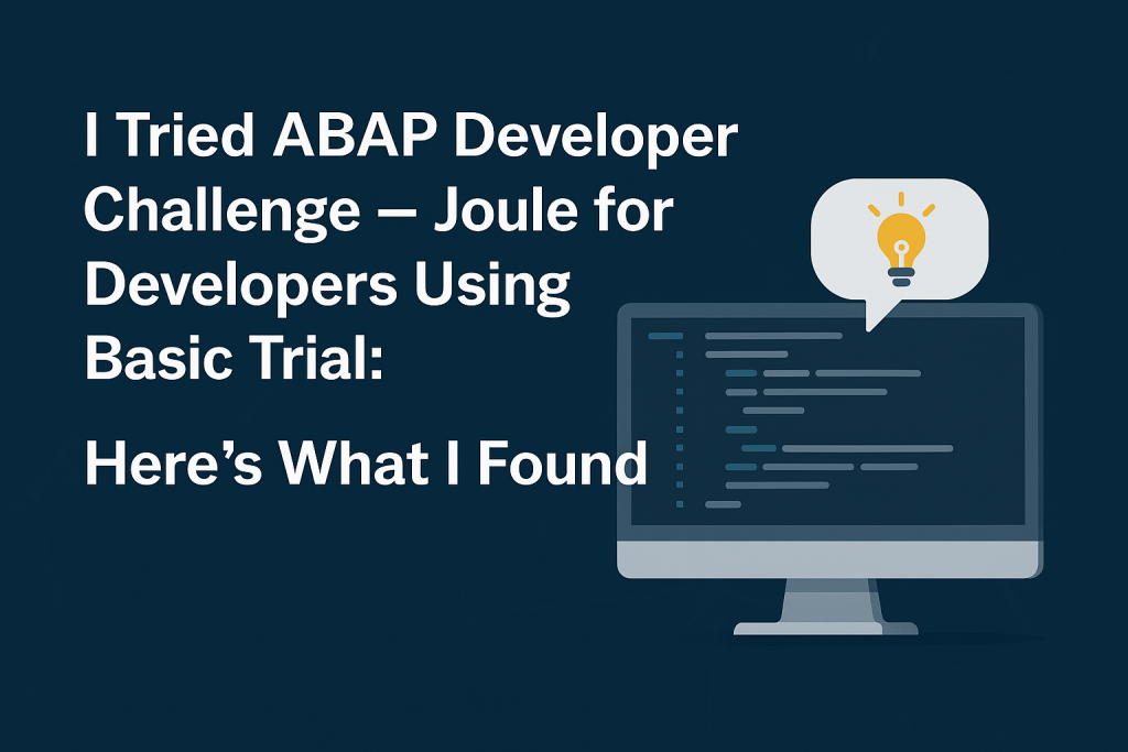 ABAP Developer Challenge, Joule for Developers, SAP Joule, ABAP AI Assistant, SAP ABAP Development, Joule Basic Trial, AI in SAP Development
